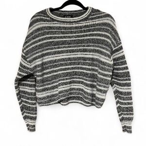 A. Byer Women's Cropped Sweater with Black and Gray Stripes Size Medium